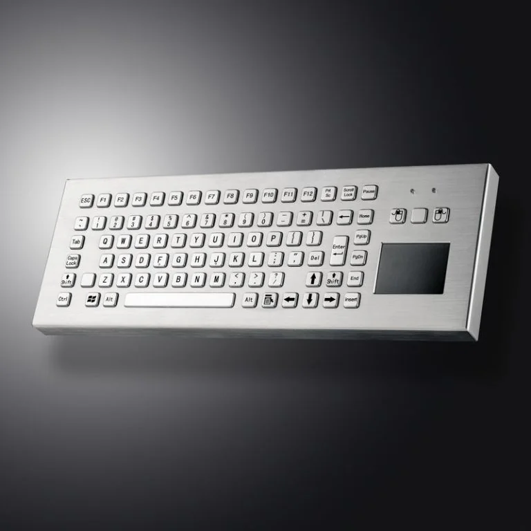 2.4G Wireless Industrial Stainless Steel Keyboard with Integrated Touchpad Mouse