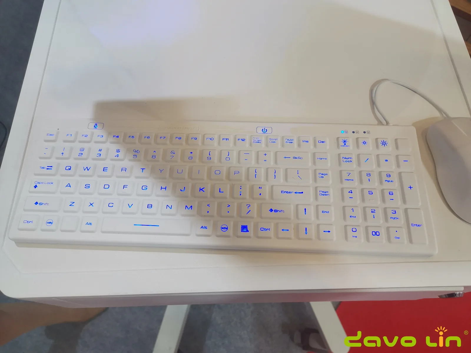Silicone keyboard installed on a mobile medical workstation cart